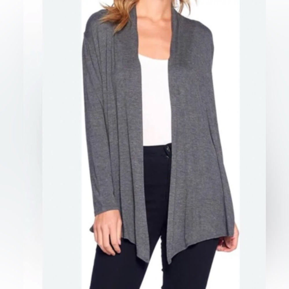 Eddie Bauer Lightweight Waterfall Open Cardigan in Grey Medium